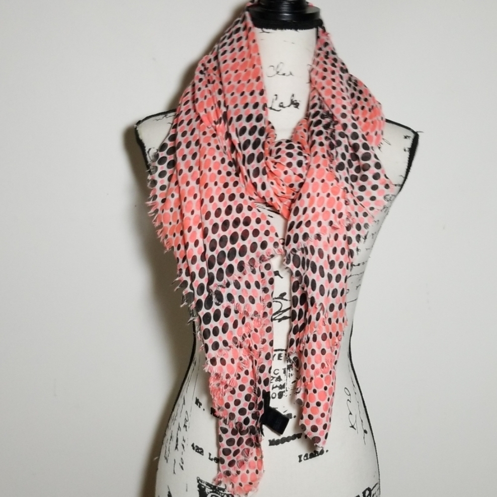 Stephen Madden Pink/Black polka dot Scarf/Wrap - Picture 10 of 12